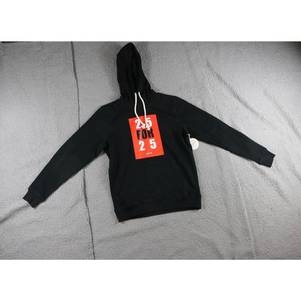 New Pact Organic Hoodie M Womens One For All Unisex Black Graphic Promo